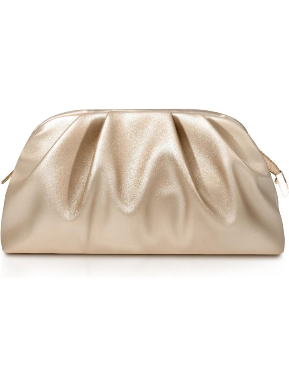 Women's Champagne Gold Soft Pleated Pu Clutch Purse Elegant Evening Wedding Bag